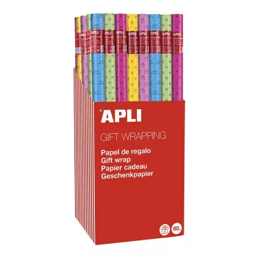   Díszcsomagoló APLI Party tekercses 70x200 cm 55 tekercs/doboz vegyes mintákkal