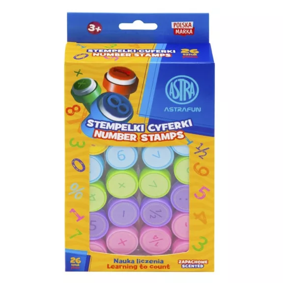 Nyomda ASTRA FUN önfestékező számok és matematikai jelek illatos festékkel 26 darabos
