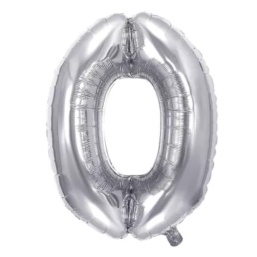 Lufi JUNIOR szülinapos 0-s szám 100 cm ezüst