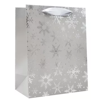   Karácsonyi dísztasak CREATIVE Deluxe Plus M 18x23x10 cm csillagos hópelyhes matt szalagfüles