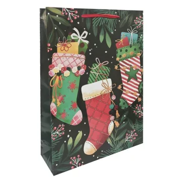   Karácsonyi dísztasak CREATIVE Special XL 33x45x16 cm színes fényes szalagfüles