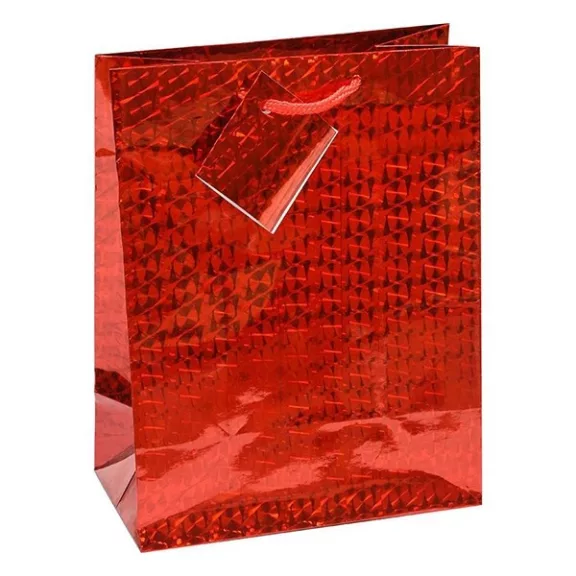 Dísztasak CREATIVE Special Hologram M 18x23x10 cm egyszínű piros sodort füles Dísztasak CREATIVE Special Hologram M 18x23x10 cm egyszínű piros sodort füles
