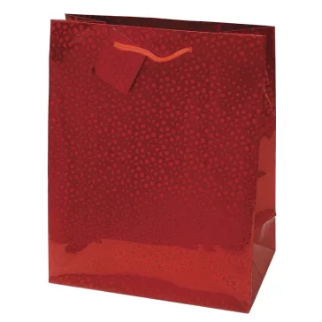   Dísztasak CREATIVE Special Hologram M 18x23x10 cm egyszínű piros sodort füles