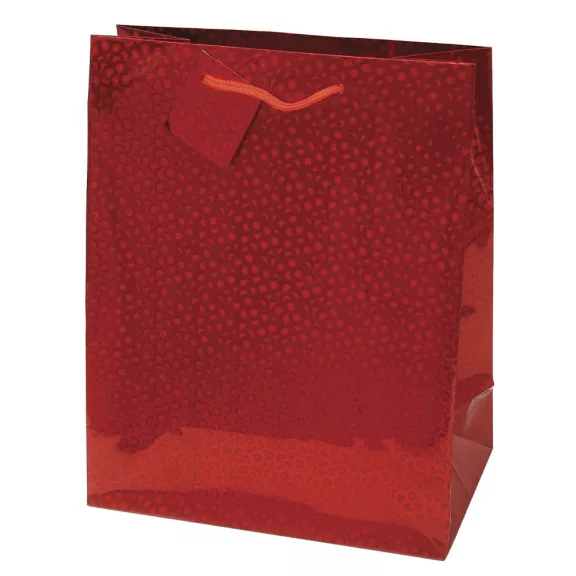 Dísztasak CREATIVE Special Hologram M 18x23x10 cm egyszínű piros sodort füles Dísztasak CREATIVE Special Hologram M 18x23x10 cm egyszínű piros sodort füles