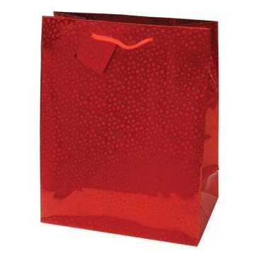  Dísztasak CREATIVE Special Hologram L 26x32x12 cm egyszínű piros sodort füles