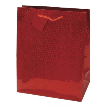   Dísztasak CREATIVE Special Hologram L 26x32x12 cm egyszínű piros sodort füles