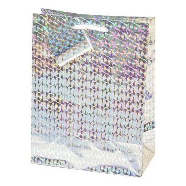   Dísztasak CREATIVE Special Hologram M 18x23x10 cm egyszínű ezüst sodort füles