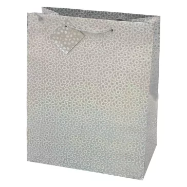   Dísztasak CREATIVE Special Hologram M 18x23x10 cm egyszínű ezüst sodort füles