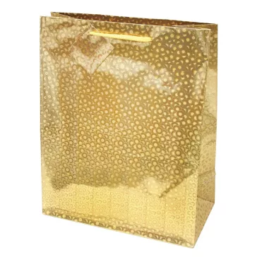   Dísztasak CREATIVE Special Hologram M 18x23x10 cm egyszínű arany sodort füles