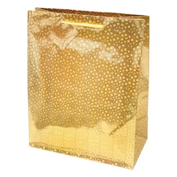   Dísztasak CREATIVE Special Hologram L 26x32x12 cm egyszínű arany sodort füles