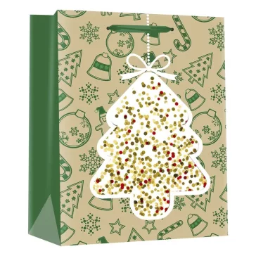   Karácsonyi dísztasak CREATIVE Deluxe Plus L 26x23x12 cm színes filteres szalagfüles