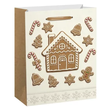   Karácsonyi dísztasak CREATIVE Special L 26x33x12 cm színes mintás fényes glitteres szalagfüles
