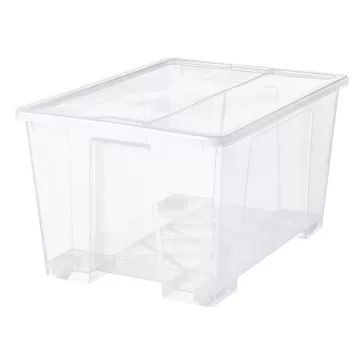   Tárolódoboz műanyag tetővel áttetsző 78x56x43cm 130 liter
