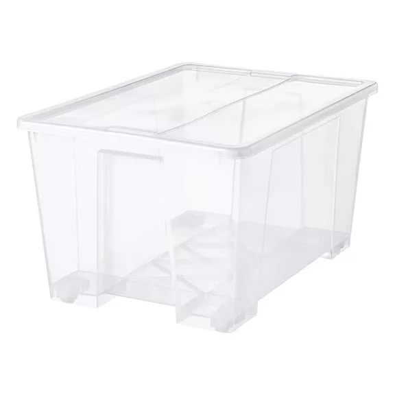 Tárolódoboz műanyag tetővel áttetsző 78x56x43cm 130 liter Tárolódoboz műanyag tetővel áttetsző 78x56x43cm 130 liter