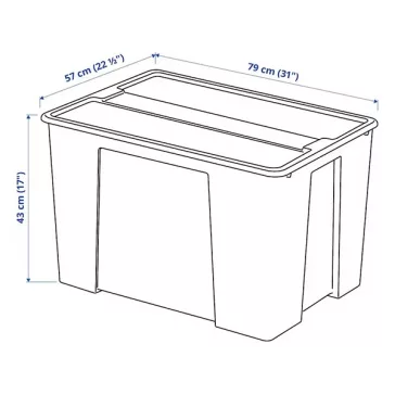   Tárolódoboz műanyag tetővel áttetsző 78x56x43cm 130 liter