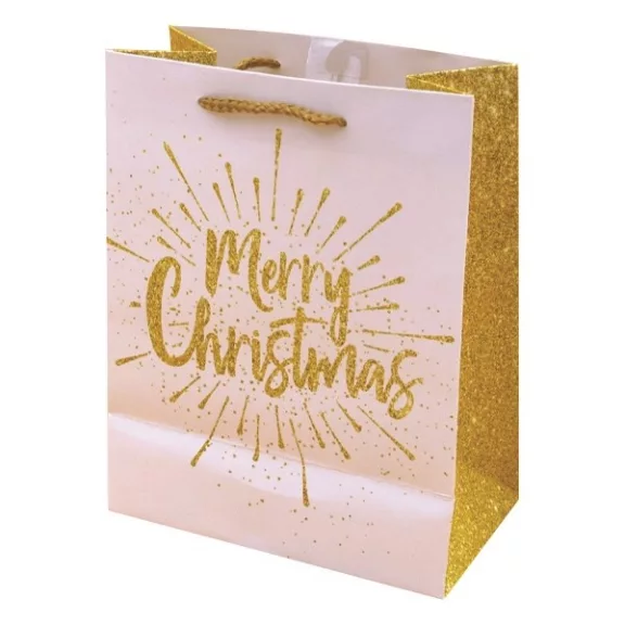 Karácsonyi dísztasak CREATIVE Luxury XL 31x42x12 cm arany mintás matt glitteres zsinórfüles Karácsonyi dísztasak CREATIVE Luxury XL 31x42x12 cm arany mintás matt glitteres zsinórfüles
