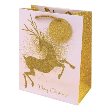   Karácsonyi dísztasak CREATIVE Luxury XL 31x42x12 cm arany mintás matt glitteres zsinórfüles
