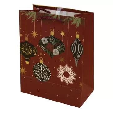   Karácsonyi dísztasak CREATIVE Luxury M 18x23x10 cm piros mintás matt zsinórfüles