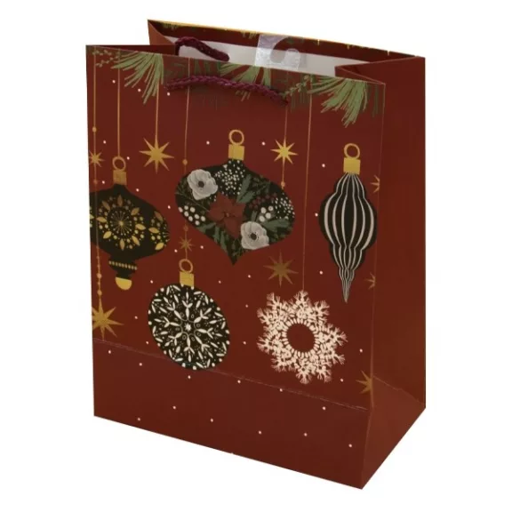 Karácsonyi dísztasak CREATIVE Luxury M 18x23x10 cm piros mintás matt zsinórfüles Karácsonyi dísztasak CREATIVE Luxury M 18x23x10 cm piros mintás matt zsinórfüles