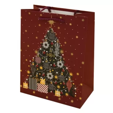   Karácsonyi dísztasak CREATIVE Luxury M 18x23x10 cm piros mintás matt zsinórfüles