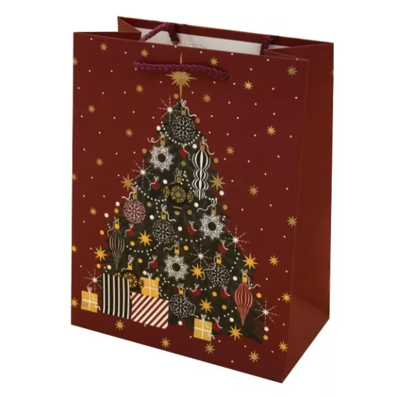 Karácsonyi dísztasak CREATIVE Luxury M 18x23x10 cm piros mintás matt zsinórfüles Karácsonyi dísztasak CREATIVE Luxury M 18x23x10 cm piros mintás matt zsinórfüles