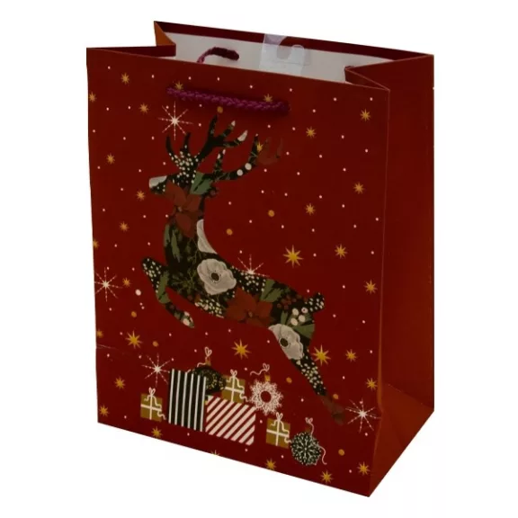 Karácsonyi dísztasak CREATIVE Luxury M 18x23x10 cm piros mintás matt zsinórfüles Karácsonyi dísztasak CREATIVE Luxury M 18x23x10 cm piros mintás matt zsinórfüles