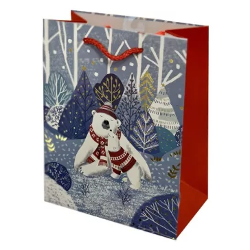   Karácsonyi dísztasak CREATIVE Luxury XL 31x42x12 cm havas mintás matt zsinórfüles