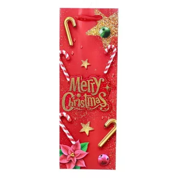   Karácsonyi italtasak CREATIVE 12,8x36x8,2 cm feliratos 3D glitteres zsinórfüles