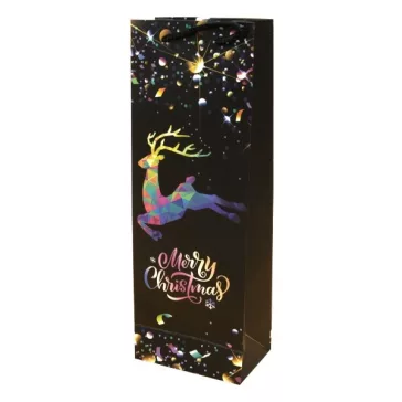   Karácsonyi italtasak CREATIVE 12,8x36x8,2 cm fekete mintás aranyozott glitteres zsinórfüles