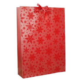   Dísztasak CREATIVE Deluxe Plus XL 45x33x10 cm karácsonyi csillagos matt piros sodort füles masnival