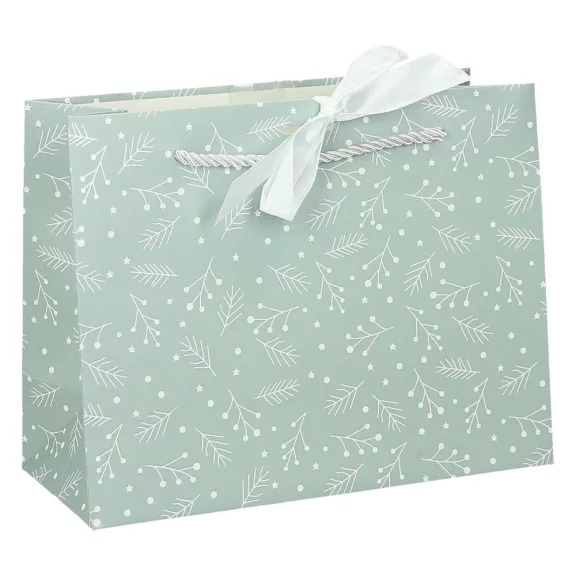 Karácsonyi dísztasak CREATIVE Deluxe Plus L 33x26x12 cm fekvő fagyöngy matt világoszöld sodort füles masnival Karácsonyi dísztasak CREATIVE Deluxe Plus L 33x26x12 cm fekvő fagyöngy matt világoszöld sodort füles masnival
