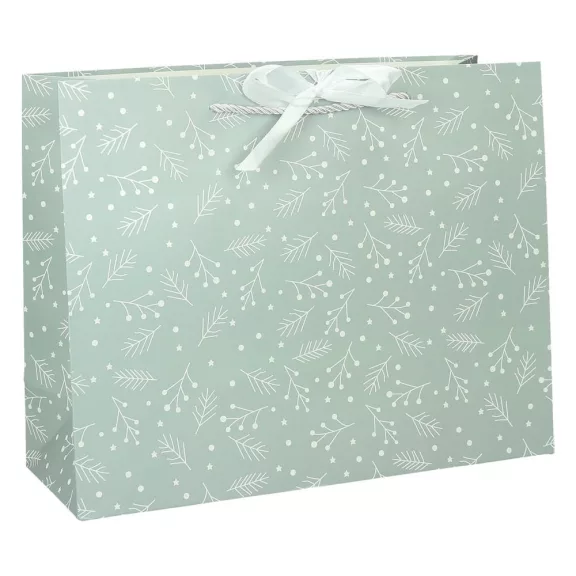 Karácsonyi dísztasak CREATIVE Deluxe Plus XL 45x33x10 cm fekvő fagyöngy matt világoszöld sodort füles masnival Karácsonyi dísztasak CREATIVE Deluxe Plus XL 45x33x10 cm fekvő fagyöngy matt világoszöld sodort füles masnival