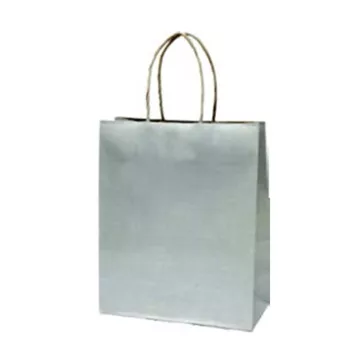   Dísztasak CREATIVE Classic Simple S 12x15x5,5 cm kraft egyszínű ezüst sodort füles