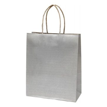   Dísztasak CREATIVE Classic Simple M 22x25x10 cm kraft egyszínű ezüst sodort füles