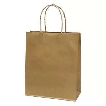   Dísztasak CREATIVE Classic Simple M 22x25x10 cm kraft egyszínű arany sodort füles