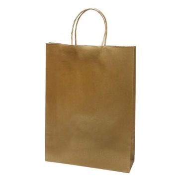   Dísztasak CREATIVE Classic Simple L 26x35x8 cm kraft egyszínű arany sodort füles