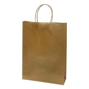   Dísztasak CREATIVE Classic Simple L 26x35x8 cm kraft egyszínű arany sodort füles