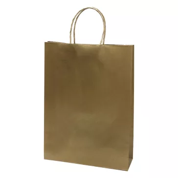   Dísztasak CREATIVE Classic Simple L 26x35x8 cm kraft egyszínű arany sodort füles