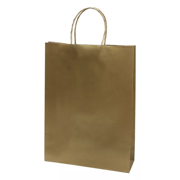 Dísztasak CREATIVE Classic Simple L 26x35x8 cm kraft egyszínű arany sodort füles