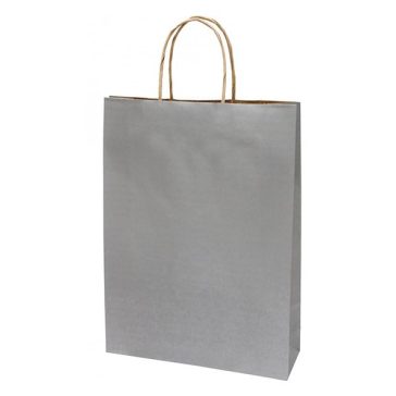   Dísztasak CREATIVE Classic Simple L 26x35x8 cm kraft egyszínű ezüst sodort füles