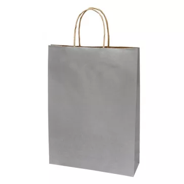   Dísztasak CREATIVE Classic Simple L 26x35x8 cm kraft egyszínű ezüst sodort füles