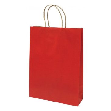   Dísztasak CREATIVE Classic Simple L 26x35x8 cm kraft egyszínű piros sodort füles