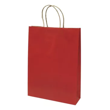   Dísztasak CREATIVE Classic Simple L 26x35x8 cm kraft egyszínű piros sodort füles