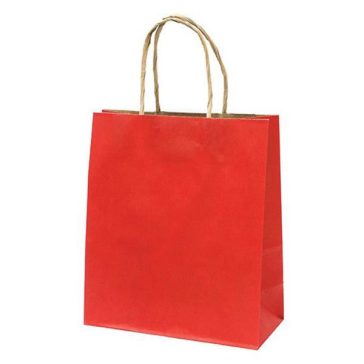   Dísztasak CREATIVE Classic Simple M 22x25x10 cm kraft egyszínű piros sodort füles