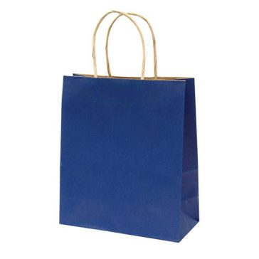   Dísztasak CREATIVE Classic Simple M 22x25x10 cm kraft egyszínű sötétkék sodort füles