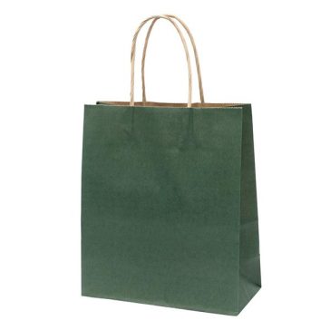   Dísztasak CREATIVE Classic Simple M 22x25x10 cm kraft egyszínű sötétzöld sodort füles