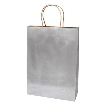   Dísztasak CREATIVE Classic Simple XL 31x42x11 cm kraft egyszínű ezüst sodort füles