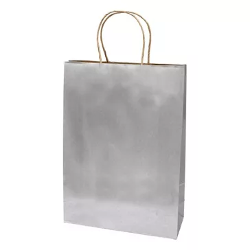   Dísztasak CREATIVE Classic Simple XL 31x42x11 cm kraft egyszínű ezüst sodort füles