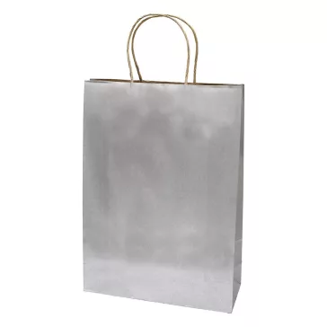   Dísztasak CREATIVE Classic Simple XL 31x42x11 cm kraft egyszínű ezüst sodort füles