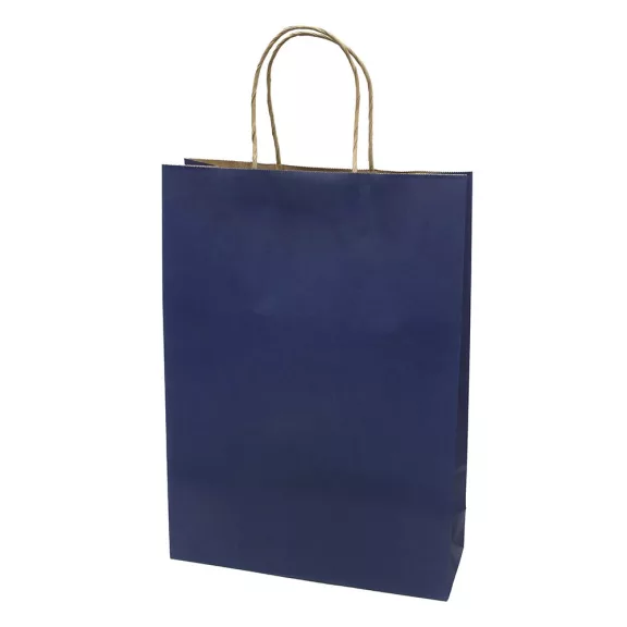 Dísztasak CREATIVE Classic Simple XL 31x42x11 cm kraft egyszínű sötétkék sodort füles